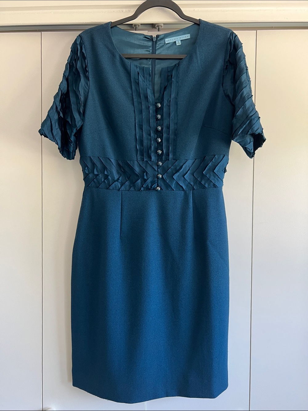 ANTONIO MELANI Teal Midi Dress with Button Detail